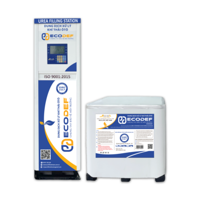 Hình ảnh trạm bơm ECODEF AdBlue tại cửa hàng xăng dầu, cung cấp dung dịch xử lý khí thải diesel đạt chuẩn Euro 4, Euro 5, Euro 6. Giải pháp giúp xe dễ dàng vượt đăng kiểm và bảo vệ môi trường.