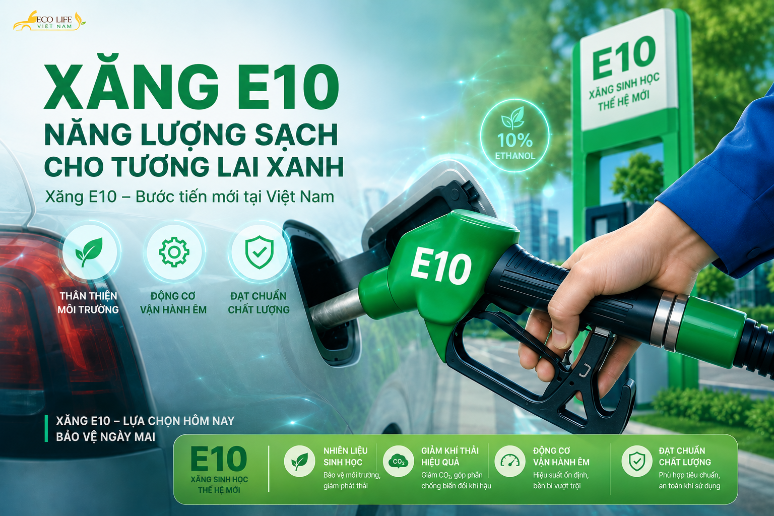 Xăng E10 giúp giảm khí thải và hướng tới giao thông xanh